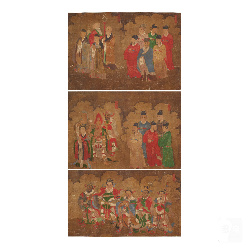 佚名（十八至十九世紀） 佛家護法神仙群像 設色絹本 鏡心三幅 | ANONYMOUS (18TH/19TH CENTURY)